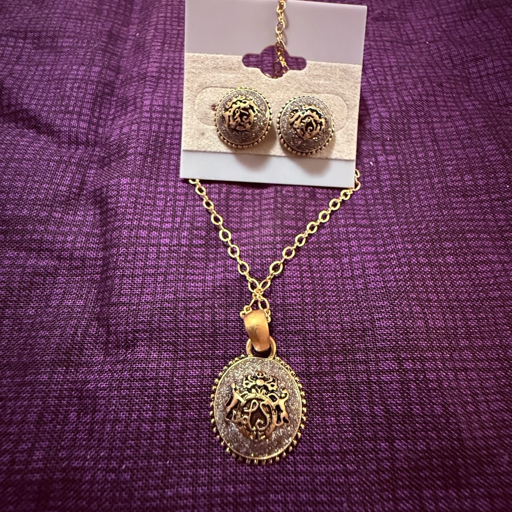 Lia Sophia Necklace & Earring Set, High Quality Vintage Costume Jewelry